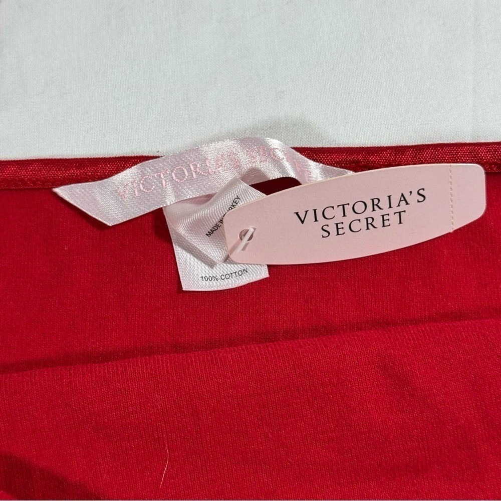 Victorias Secret Red Cotton Camisole Tank Top Adjustable Straps Bow Medium NWT - Picture 2 of 6